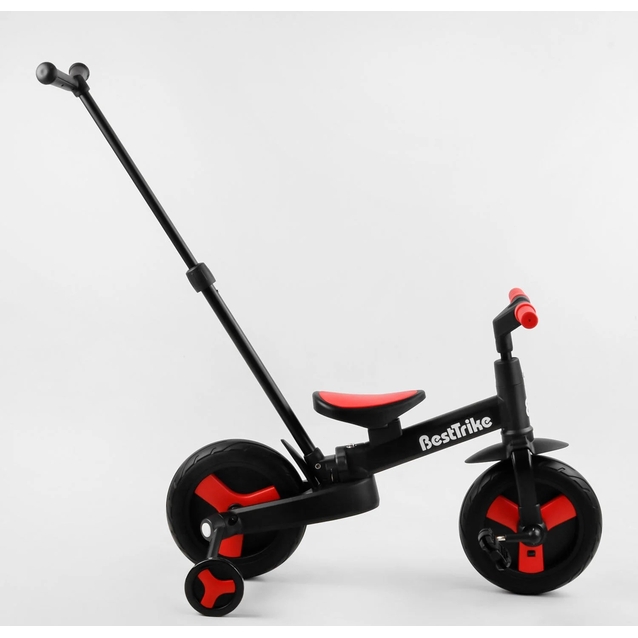 Велобіг-трансформер, 2-кол з батьківською ручкою, PU 10 BestTrike алюміній 23031 чорно-червоний, складний, батьківська ручка, знімні педалі фото westvelo.com