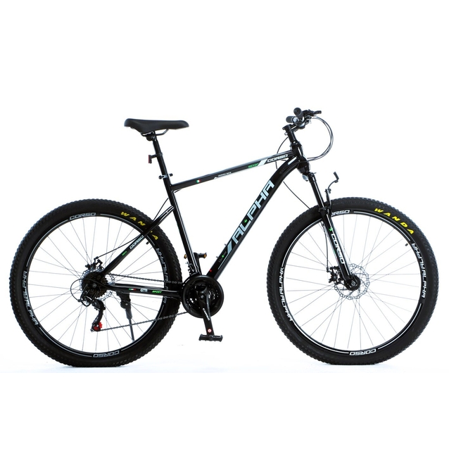 Велосипед 29 ST Corso «ALPHA» LF-29221 сталь 21", (к-т SHIMANO) чорно-зелений фото westvelo.com