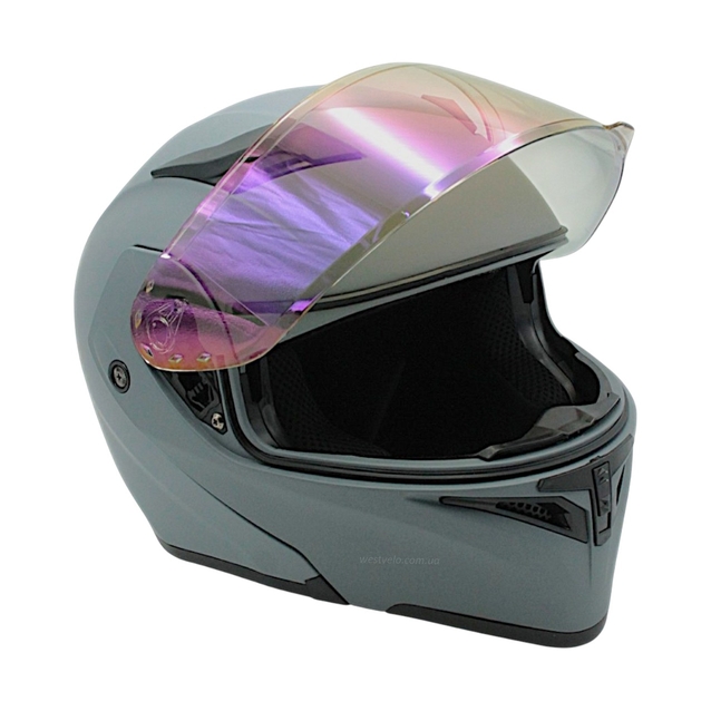 Мото шолом, трансформер (M) "90" сірий матовий, вмонтовані окуляри фото westvelo.com
