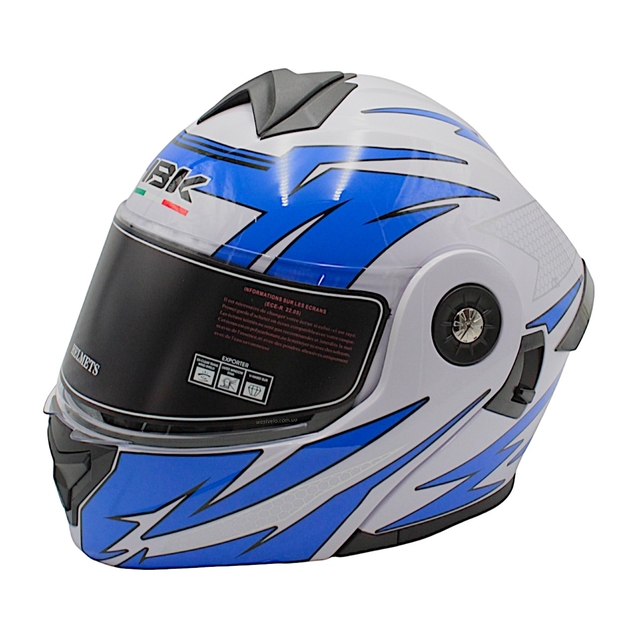 Мото шолом, трансформер (L) IBK-112 біло-синій з відкидними окулярами фото westvelo.com