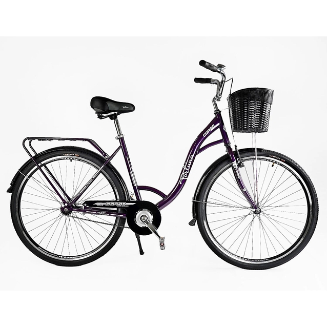 Міський велосипед 28 ST Corso «FORTUNA» FR-28077 сталь 20", темно фіолетовий2) (+к/к/б) кошик чорний фото westvelo.com