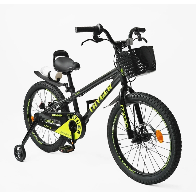 Дитячий велосипед 20 AL Corso «TAYGER»  TG-20831 алюмінієва рама, дискові гальма, чорно-жовтий фото westvelo.com