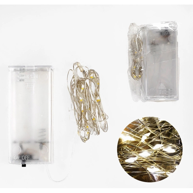 Гірлянда світлодіодна 1.9 м, жовте світло, від батарейок, 1 режим (D 36020) фото westvelo.com