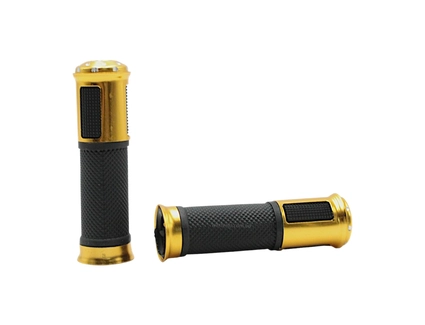 Мото гріпси GJCT з відбійником, золотий, Гума/Алюміній