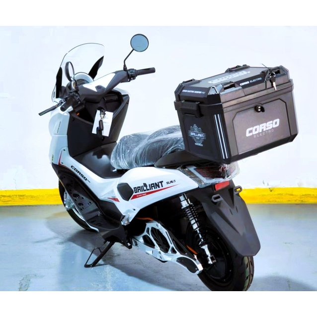 Електроскутер Corso «BRILLIANT» BR-634180, двигун 2000W, акумулятор 72V/32Ah свинцево-кислотний, білий + 1 ящик. акум, + 1 ящик. багажник, колеса 12" фото westvelo.com