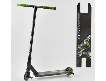 Самокат трюковий Best Scooter «CRASH» 41747 чорно-салатовий, HIC-система, пеги, AL диск та дека, колеса PU Ø110mm, ширина керма - 57 см