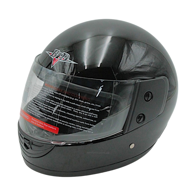 Мото шолом, закритий (L 59-60) BLD, чорний, глянець (825) фото westvelo.com