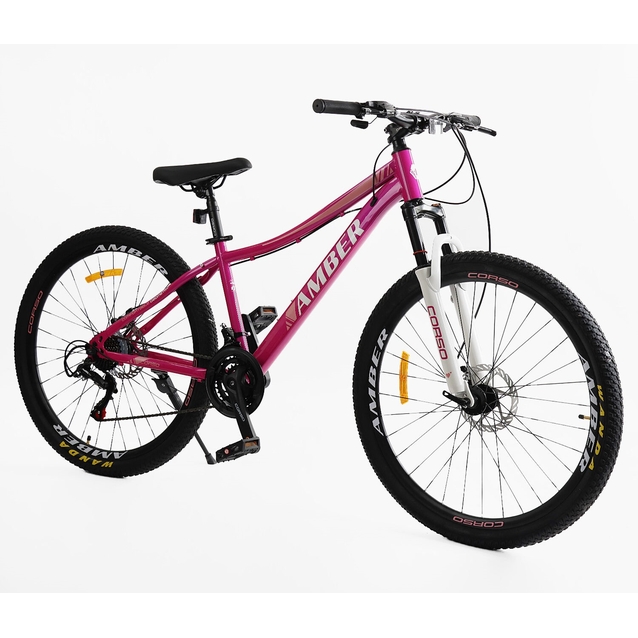 Велосипед 27.5 ST Corso «AMBER» MB-45744 сталь 15", (к-т SHIMANO) рожево-білий фото westvelo.com