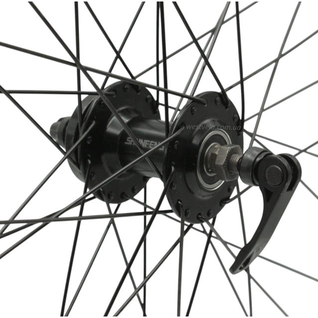 Колесо 26 перед, обід 2-ний чорний, втулка AL. SHUNFENG, диск 6 болтів, чорна спиця, пром-підшипник, ексцентрик (Gravity) фото westvelo.com
