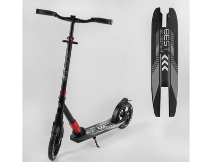 Самокат дитячий 2-х колісний, PU Best Scooter 11391 чорно-червоний, колеса Ø230-215mm, AL, 1 амортизатор передній