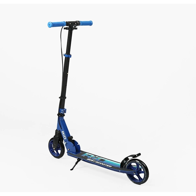 Самокат дитячий 2-х колісний, PU Best Scooter «RIO» R-31420 синій, Ø145mm, передній амортизатор, AL гальмо фото westvelo.com