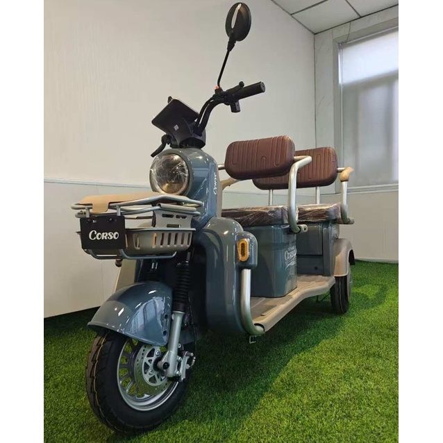 Трицикл Corso «TENSO» TG-725549, двигун 1500W, акумулятор 72V 32Ah графеновий, синій, + 1 ящик. акум, колеса 10" фото westvelo.com