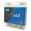 Ланцюг спорт. 10 передач KMC е10-Т нікель-сірий, (1/2x11/128x122L) пластик + замок фото westvelo.com