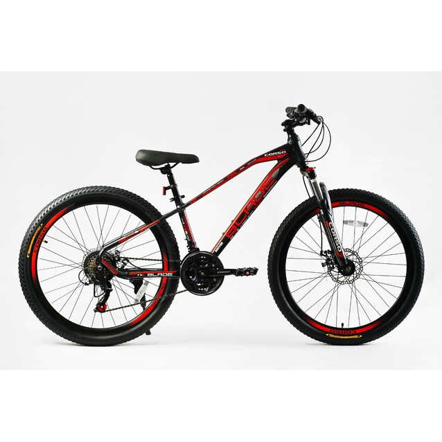 Велосипед 26 AL Corso «BLADE» BD-26200 алюміній 13", (к-т SHIMANO) чорно-червоний
