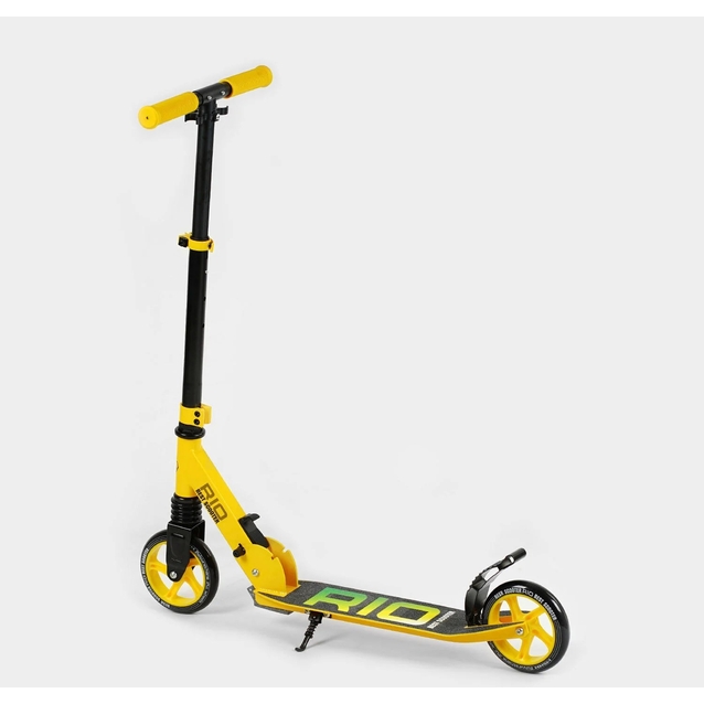 Самокат дитячий 2-х колісний, PU Best Scooter «RIO» 35959 жовтий, Ø145mm, передній амортизатор, AL гальмо фото westvelo.com