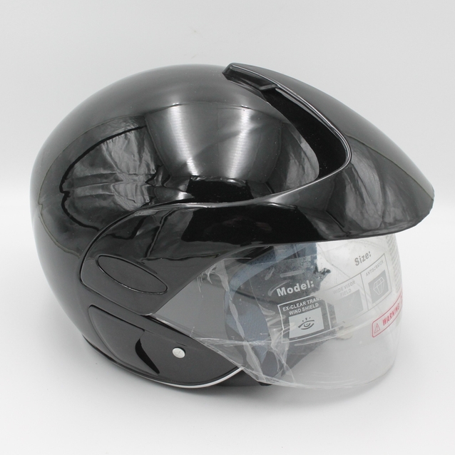 Мото шолом, відкритий (S) №208 чорний,глянець, з дашком фото westvelo.com