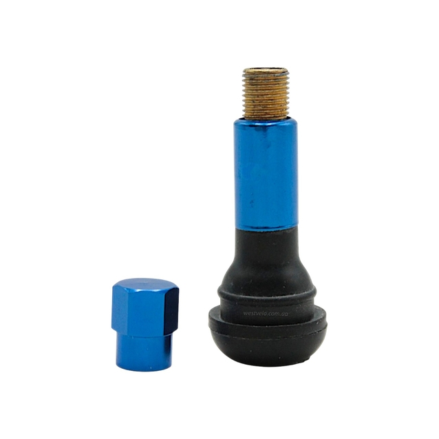 Ніпель дисковий прямий, одноразовий, синій (TR-414) фото westvelo.com