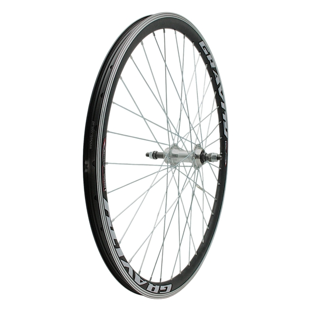 Колесо 26 зад, обід 2-ний чорний, втулка AL на промах біла (Gravity) фото westvelo.com