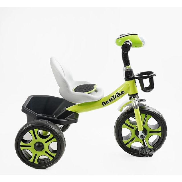 Дитячий велосипед 3-х колісний EVA (піна) Best Trike колеса 12-10, BS-25084 біло-салатовий, сталева рама, фара з музикою та світлом, кошик фото westvelo.com