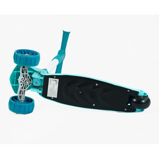 Самокат дитячий 3-х колісний, Skyper SL-2605 блакитно-бірюзовий, колеса PU Ø125mm зі світлом, музика та підсвічування платформи, складне кермо фото westvelo.com