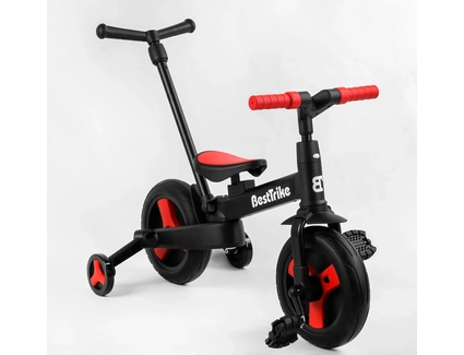 Велобіг-трансформер, 2-кол з батьківською ручкою, PU 10 BestTrike алюміній 23031 чорно-червоний, складний, батьківська ручка, знімні педалі