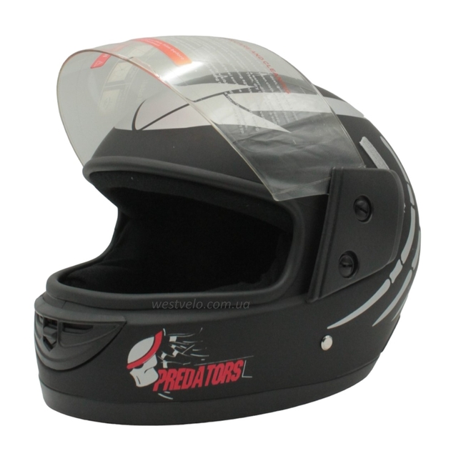 Мото шолом, закритий (XS) F2 "PREDA TORS" чорно-сірий матовий (825-4) фото westvelo.com