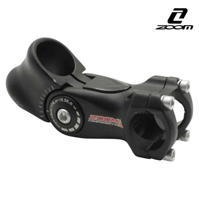 Винос руля на безрізьбову вилку регульован. Ø28.6-Ø25.4мм, L-100мм, ZOOM (H1304B), чорний фото westvelo.com