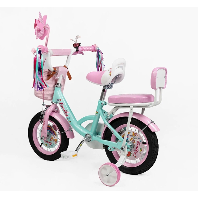 Дитячий велосипед 12 ST Corso «EMILY» ML-42589 бірюзово-рожевий фото westvelo.com