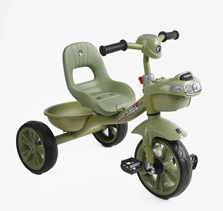 Дитячий велосипед 3-х колісний EVA (піна) Best Trike колеса 10-8, «Машинка» BS-60417 хакі, сталева рама, УКР.ОЗВУЧУВАННЯ, кошик