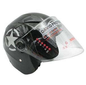Мото шолом, відкритий (M) "DAVID" D017, Willys Star, чорний глянцевий