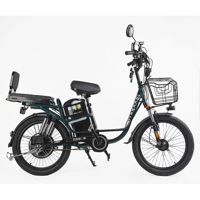 Електровелосипед 22 ST Corso «SHADOW» SH-8036-9 сталь, двигун 500W, акумулятор 48V20Ah літієвий, темно-зелений фото westvelo.com