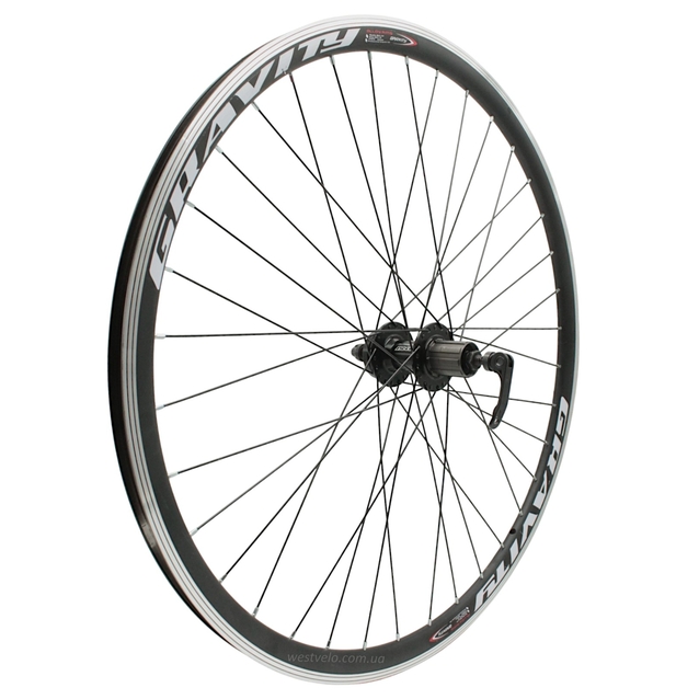 Колесо 28-29 зад, обід 2-ний чорний, втулка AL. NECO, касета (8-10S), диск 6 болтів, ексцентрик, чорна спиця фото westvelo.com