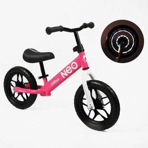 Велобіг 12 Corso, колеса - EVA (піна), сталева рама «NEO» EN-28197 рожевий, підставка для ніг