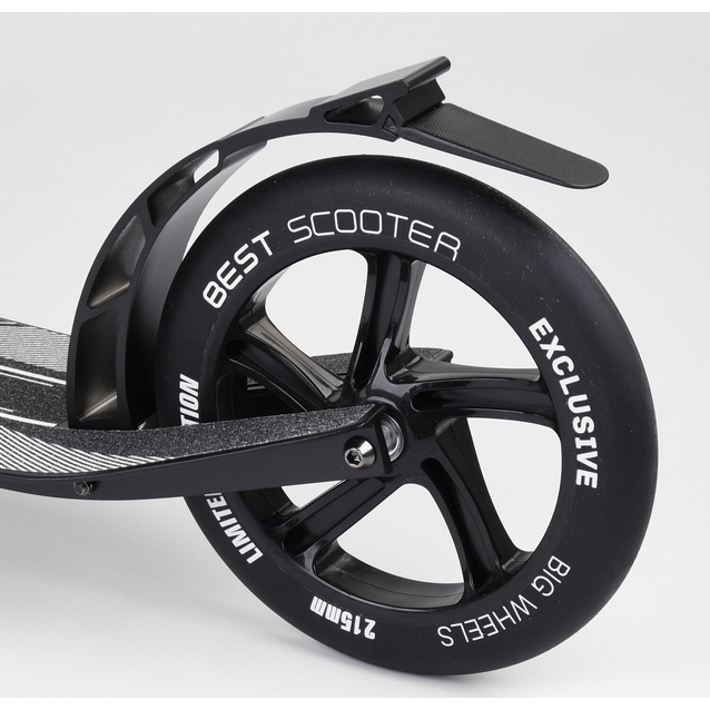 Самокат дитячий 2-х колісний, PU Best Scooter 75186 чорно-синій, колеса Ø230-215mm, AL, 1 амортизатор передній фото westvelo.com