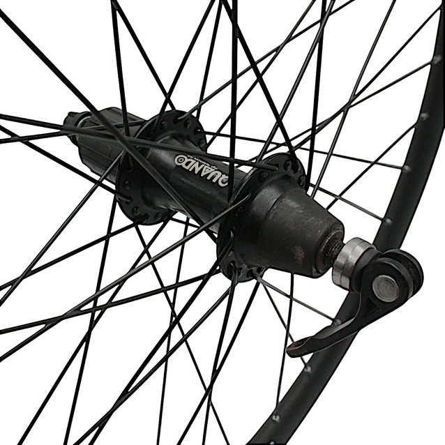 Колесо 26 зад, обід 2-ний чорний, втулка AL Quando касета (8-9), ексцентрик, чорна спиця (Gravity) фото westvelo.com