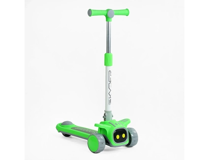 Самокат дитячий 3-х колісний, Skyper RD-8214 салатово-сірий, колеса PU Ø125mm зі світлом, музика та підсвічування платформи, складне кермо