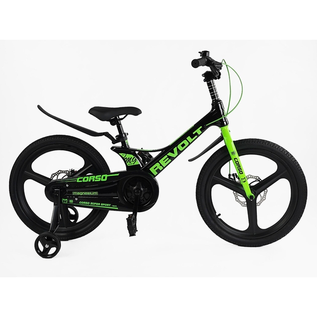 Дитячий велосипед 20 MG Corso «REVOLT» MG-20116 магнієва рама, чорно-салатовий фото westvelo.com