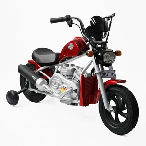 Дитячий електромотоцикл Corso H-51294 двигун 160W, акумулятор 24V5Ah, червоний, Bluetooth, звук двигуна, колеса 12"