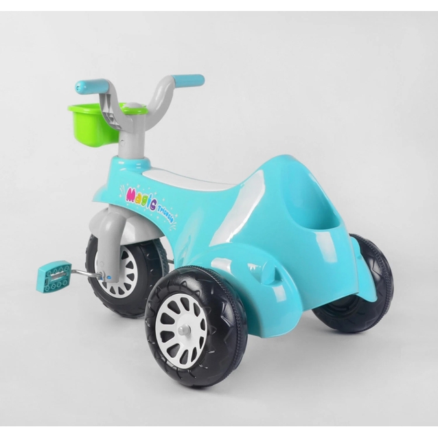 Дитячий велосипед 3-х колісний, колеса пластик з прорезиновою накладкою Pilsan «Magic Tricycle» 07-180 бірюзовий, 2 корзинки фото westvelo.com