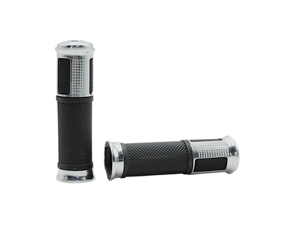 Мото гріпси GJCT з відбійником, нікельні, Гума/Алюміній