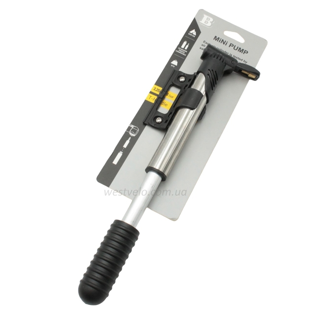 Насос вело MINI PUMP №2326 з кріпленням сірий + перехідник PRESTA фото westvelo.com