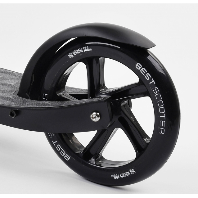 Самокат дитячий 2-х колісний, PU Best Scooter 47351 чорний, колеса Ø230-180mm, 1 амортизатор фото westvelo.com