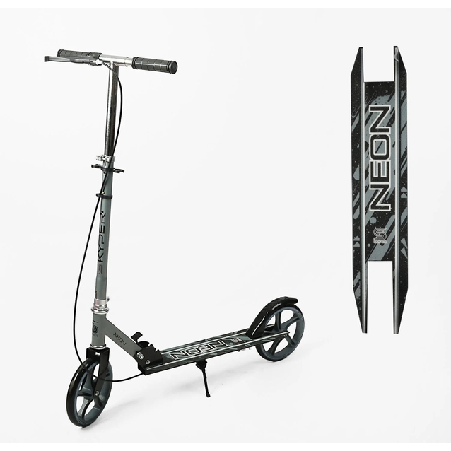 Самокат дитячий 2-х колісний, PU Skyper «NEON» N-62794 чорний, Ø200mm, ST, ручне гальмо фото westvelo.com