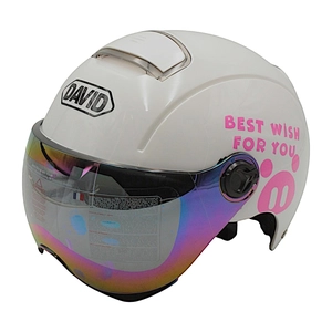 Мото шолом підлітковий, відкритий DAVID S310E регульований розмір. білий