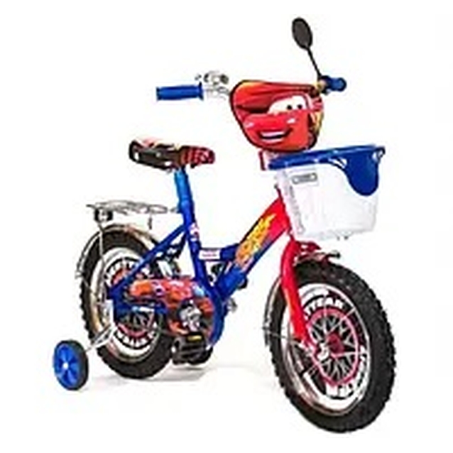 Дитячий велосипед 12 Mustang «ТАЧКИ» 007 синьо-червоний (+кошик сітка малий) ◯