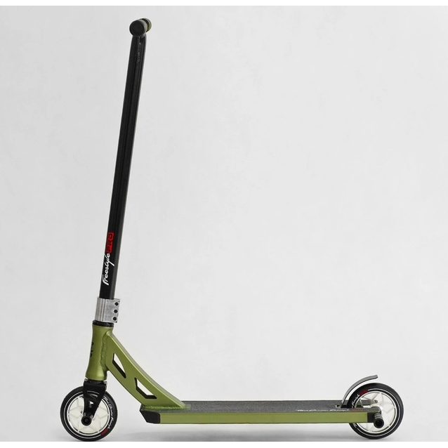 Самокат трюковий Best Scooter «FREESTYLE» N-56307 чорно-оливковий, HIC-система, пеги, AL диск та дека, колеса PU Ø120mm, ширина керма - 58 см фото westvelo.com