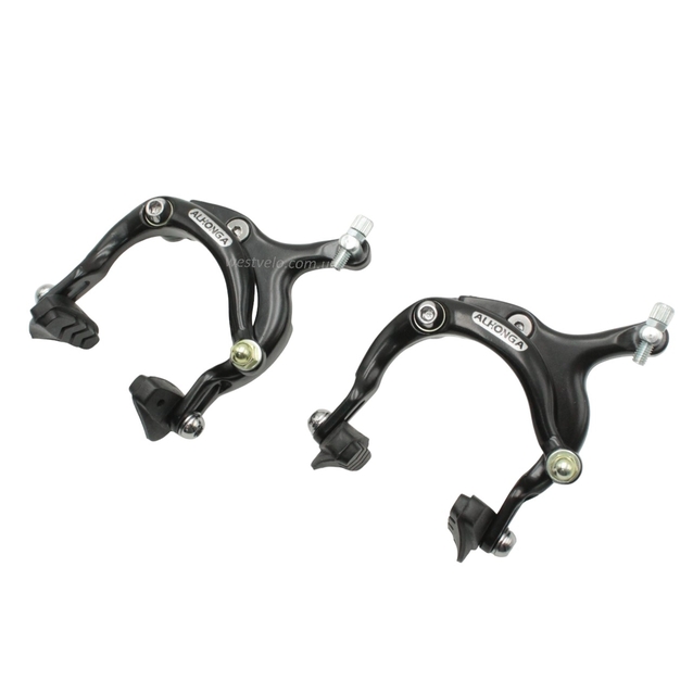 Гальма шосейні кліщеві ALHONGA (HJ-1201AD), алюміній чорні  (перед + зад) фото westvelo.com