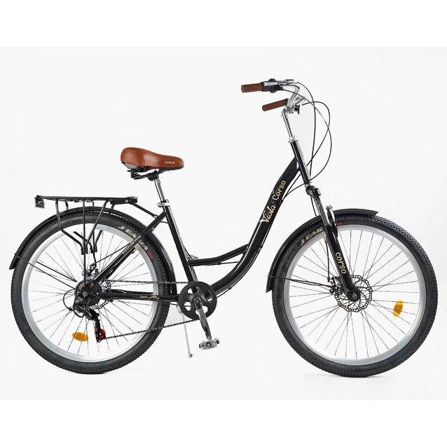 Міський велосипед 26 ST Corso «VIOLA» VL-26520 сталь 17", (к-т SHIMANO) чорний фото westvelo.com