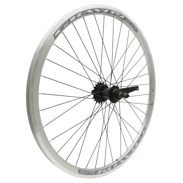 Колесо 26 зад, обід 2-ний сірий, втулка Falcon (чорна) + к-т, чорна спиця (зірка18) фото westvelo.com