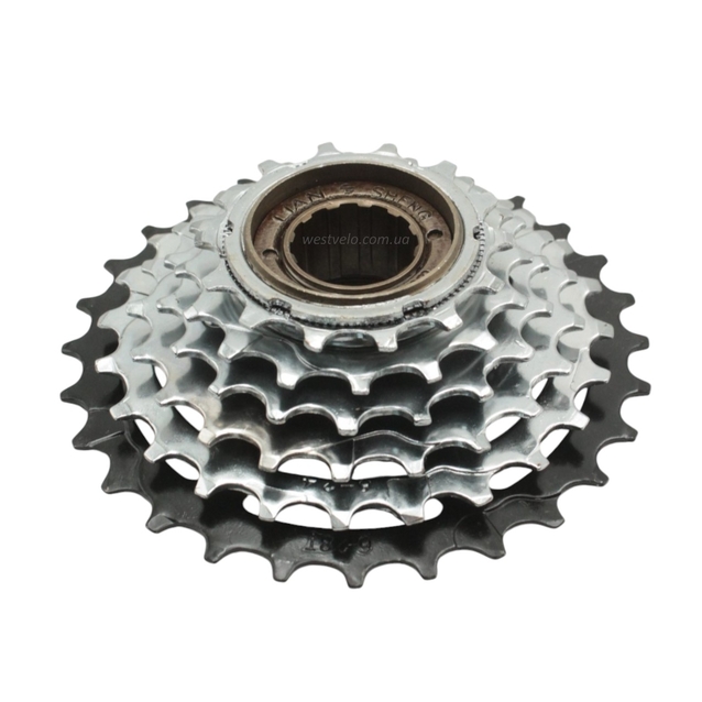 Зірка задня різьбова 6-рик LIAN SHENG чорно-нікельна, індексована (14-28T) фото westvelo.com